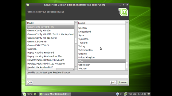 Linux Mint Debian install screen 2.