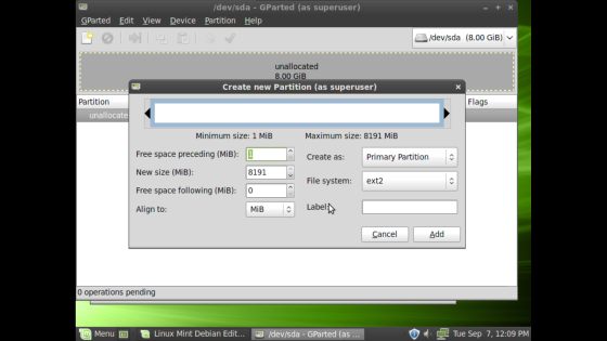 Linux Mint Debian install screen 5.