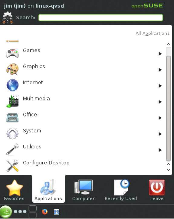 openSUSE 13.1 Applications Menu