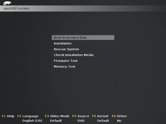 openSUSE 13.1 Boot Menu