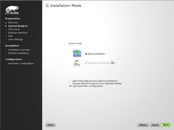 openSUSE 13.1 Install Mode