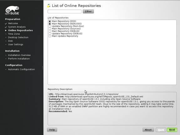 openSUSE 13.1 Install Repositories