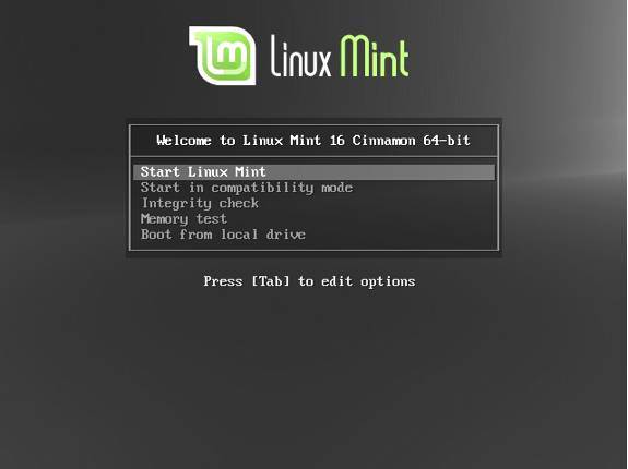 Linux Mint 16 Cinnamon Preinstall Boot Menu