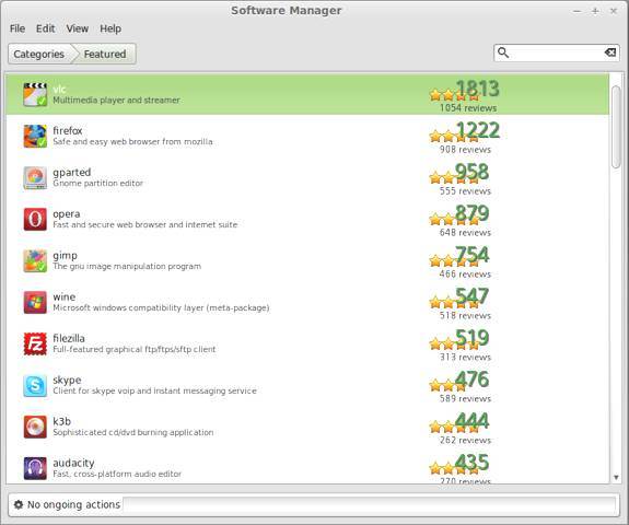 Linux Mint 16 Cinnamon Software Manager Featured Applications