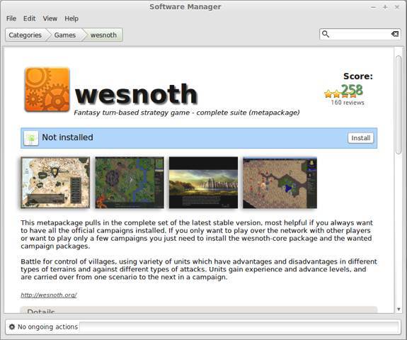 Linux Mint 16 Cinnamon Software Manager Westnoth Game