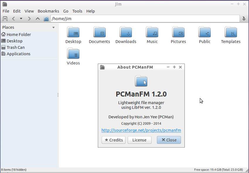 Lubuntu 14.04 LTS PCManFM 1.2.0 File Manager