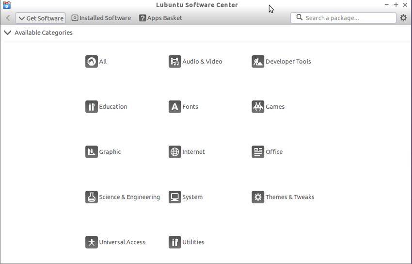 Lubuntu 14.04 LTS Software Center