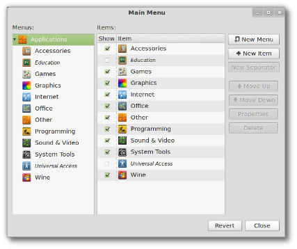 The Linux Mint 13 Cinnamon Menu Editor