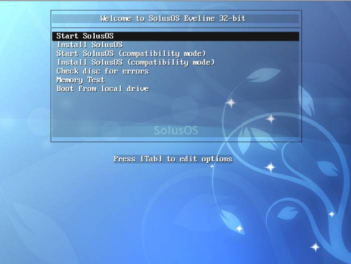 SolusOS 1.2 Boot Menu