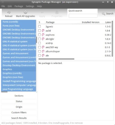 SolusOS 1.2 Synaptic Package Manager