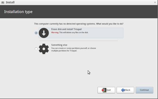 Trisquel 6.0 LTS Install Erase Disk