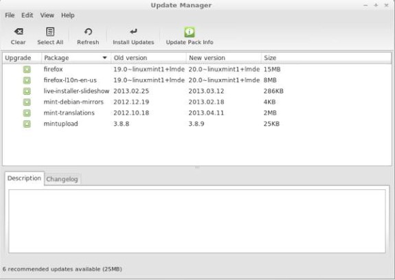 Linux Mint Debian 201303 Update Manager