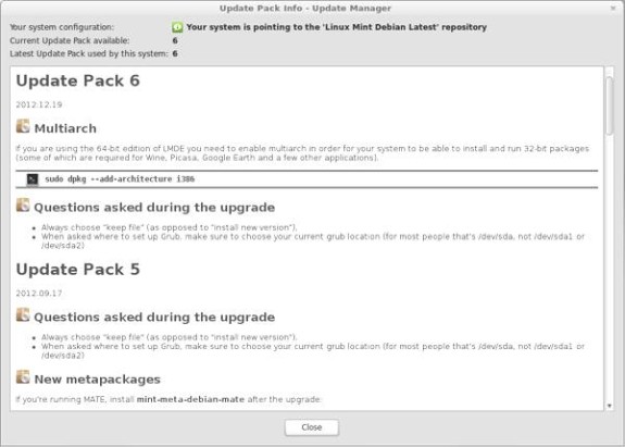 Linux Mint Debian 201303 Update Pack Information