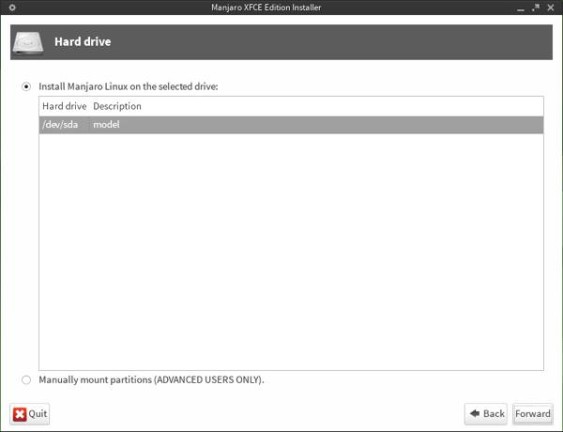 Manjaro 0.8.5 Install Hard Disk