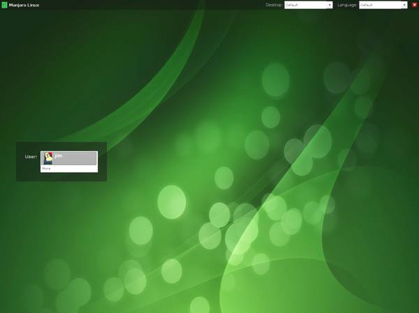 Manjaro 0.8.5 Login Screen