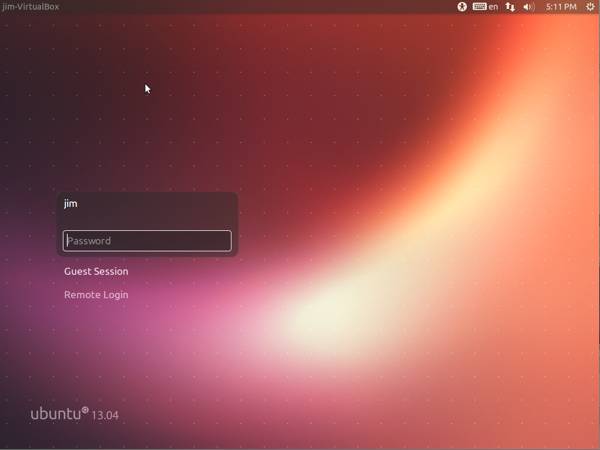 Ubuntu 13.04 Login Screen