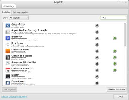 Linux Mint 15 Applets