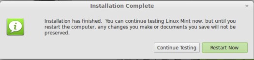 Linux Mint 15 Install Complete