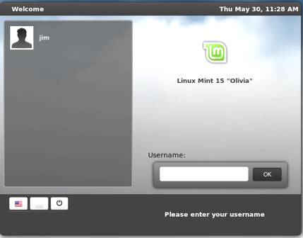 Linux Mint 15 Login Screen