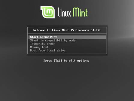 Linux Mint 15 Preinstall Boot Menu