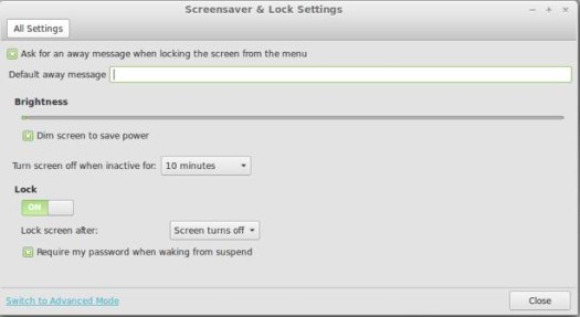 Linux Mint 15 Screensaver and Lock Settings